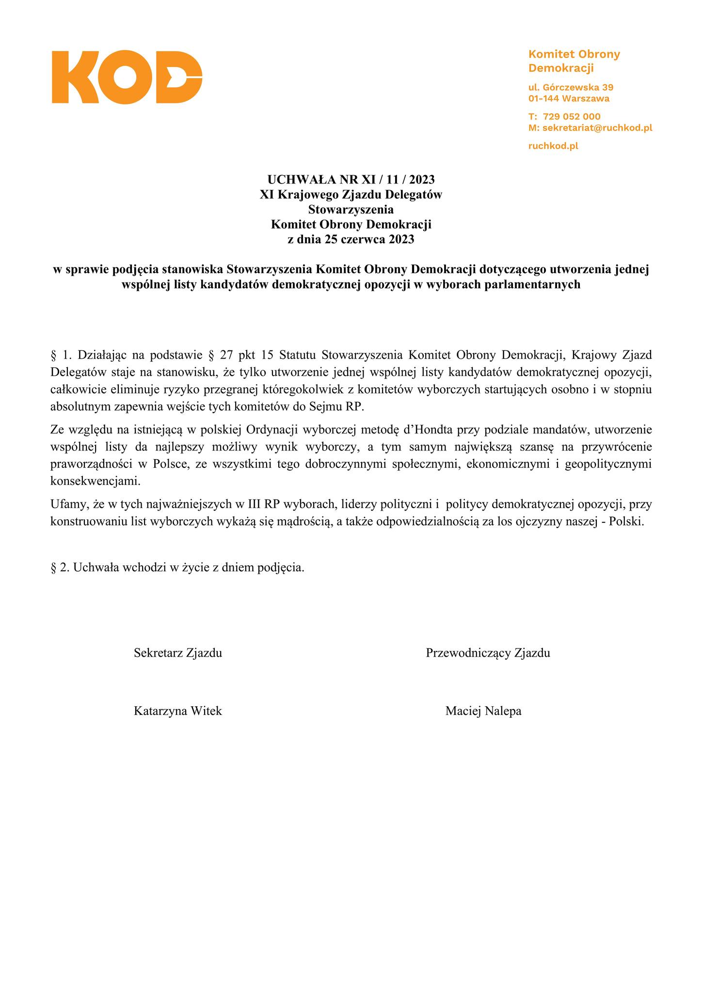 Obywatele RP: – Dziś potrzeba wspólnego działania jest szczególnie wielka